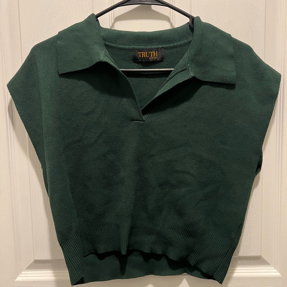 Green Collared Sweater Vest